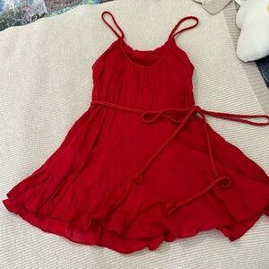 Red tie-waist Alice+Olivia dress